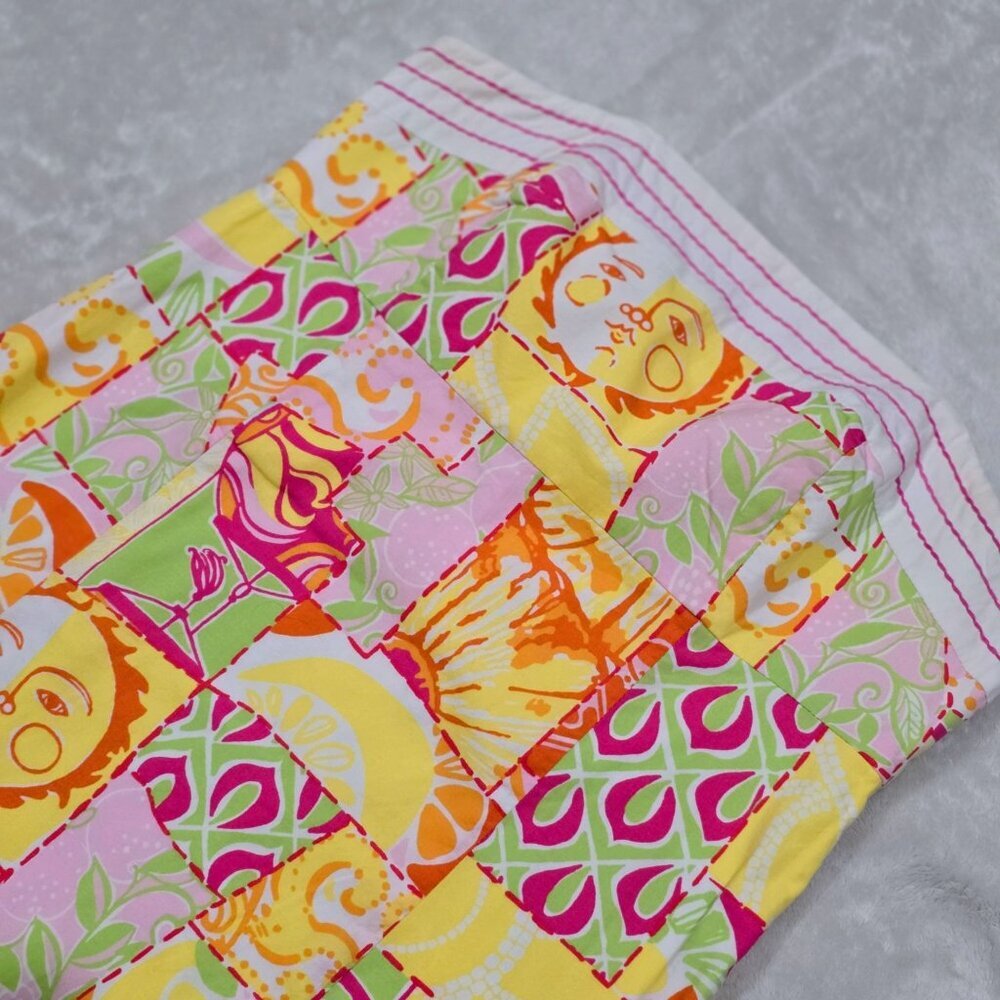 Lilly Pulitzer Strapless Patchwork Dress Pink Gre… - image 7